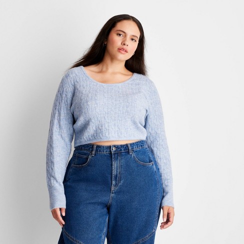 Women's Cropped Scoop Neck Sweater - Future Collective™ With Reese  Blutstein Blue Xxl : Target