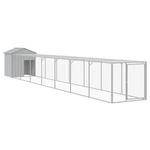 'vidaXL Galvanized Steel Chicken Cage with Spacious Run, Robust and Weather-Resistant Design - Light Gray - 1 of 4