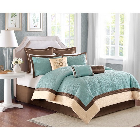 Camila 9 Piece Quilted Comforter Set - Blue (Queen) - image 1 of 3