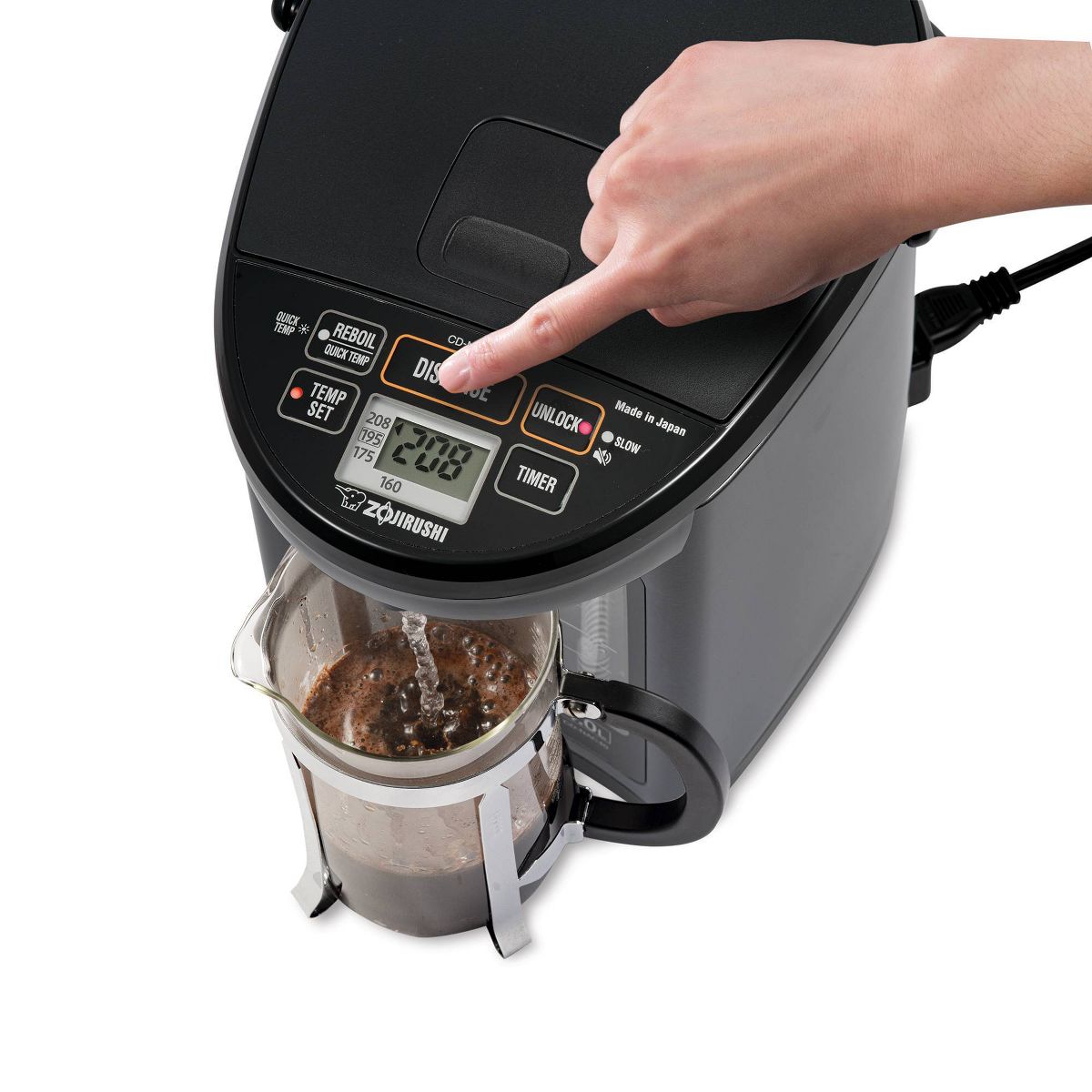 Zojirushi CD-NAC40BM Micom Water Boiler & Warmer - Metallic Black: 135 oz Electric Tea Kettle, BPA-Free, 800W - thumbnail 4