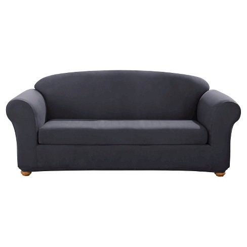 Stretch Suede 2 Piece Sofa Slipcover Blue Sure Fit Target