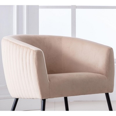 NicBex Velvet Accent Chair,Upholstered Living Room Chairs with Curved Stitched Back and Metal Legs,Cozy Armchair,Accent Chairs for Living Room