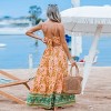 Women's Orange Floral Sweetheart Twist & Keyhole Maxi Dress - Cupshe - 4 of 4