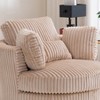 CAVINAS Oversized 360°Swivel Chair Accent Armchair with 4 Pillows,Luxury Corduroy Barrel Chairfor Living Room& Bedroom,Chic Lounge Chair - 3 of 4