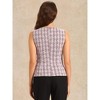 INSPIRE CHIC Women's Tweed Elegant Plaid Print Sleeveless Crew Neck Waist Buckle Back Zipper Top - 3 of 4