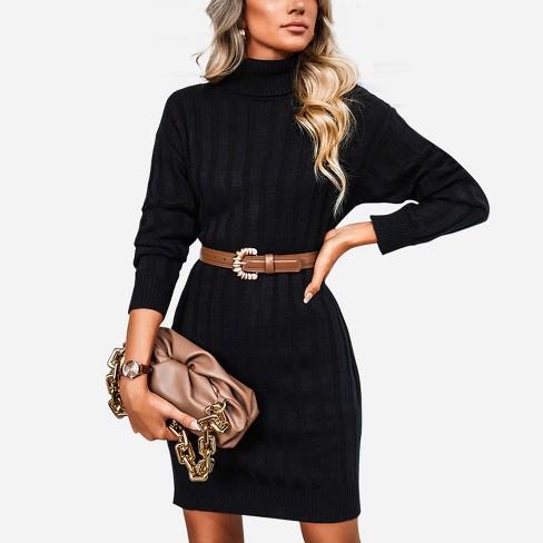 Women's Turtleneck Bodycon Mini Dress - Cupshe -black : Target