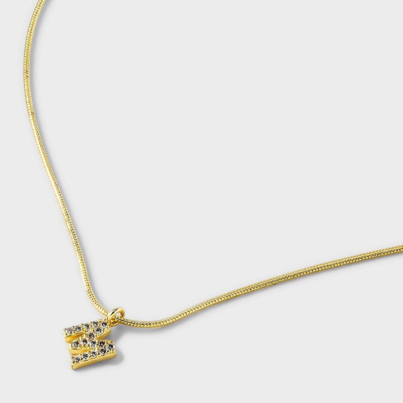 14K Gold Dipped Cubic Zirconia Initial Round Snake Chain Necklace - A New Day™ Gold, 5 of 6