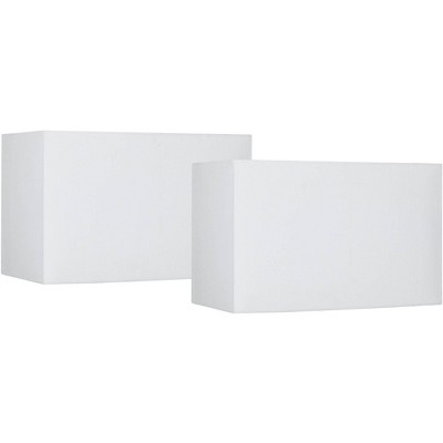 Set of 2 White Medium Hardback Rectangular Lamp Shades 16" Wide x 8" Deep x 10" High (Spider) Replacement with Harp and Finial