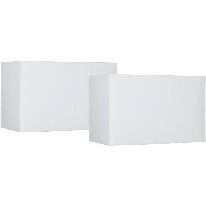 Springcrest 16" Top x 8" Depth x 10" High x Lamp Shade Replacement Set of 2 Medium White Ivory Rectangle Modern Fabric Hardback Spider Harp Finial, 1 of 10