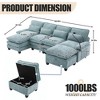 MOONMISS 106" U Shape 4 Seat Chenille U-Shaped Sleeper Sofa with Chaise Lounge, Ottoman & Pillows for Living Room - 4 of 4