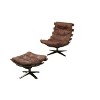 27" Gandy Chair/Ottoman Retro Brown Top Grain Leather - Acme Furniture: Living Room, 400 lbs Capacity, No Assembly Required - 2 of 4