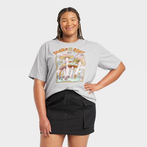 Women's Focus On The Good Oversized Short Sleeve Graphic T-shirt - Gray 3x  : Target