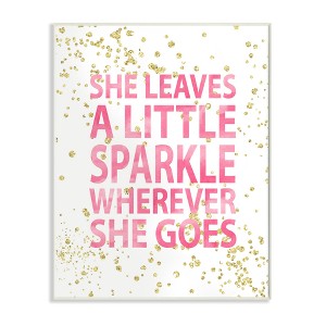 She Leaves A Little Sparke Kids' Wall Plaque Art (10"x15"x0.5") - Stupell Industries: Girls Bedroom Decor, Pink Typography - 1 of 3