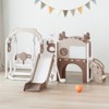12-in-1 Toddler Slide Playset – Indoor & Outdoor Kids Slide with Basketball Hoop, Golf & Drawing Board (Beige & Rosy Brown, 54×62×39 in) - 3 of 4