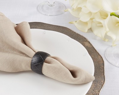Black Harlequin Design Brass Napkin Rings Set of 4