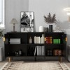 65" TV Stand with Three Doors and Adjustable Shelves for TVs up to 70", Sideboard Cabinet with Metal Legs for Living Room - 3 of 4