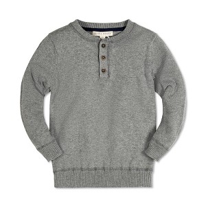Hope & Henry Boys' Long Sleeve Henley Pullover Sweater, Dark Gray Heather, X-Small - 1 of 4