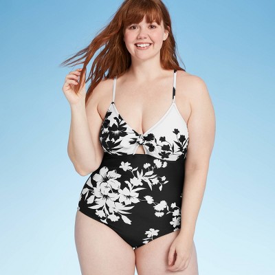 white floral one piece swimsuit