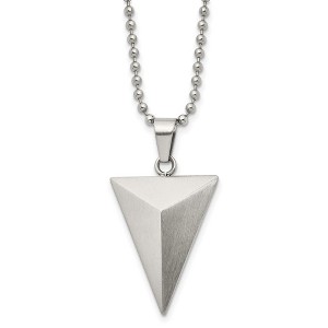 Black Bow Jewelry Stainless Steel Brushed Triangle Pyramid Necklace, 22 Inch - 1 of 4