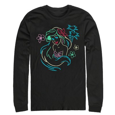 Men's The Little Mermaid Ariel Neon Light Print Long Sleeve Shirt