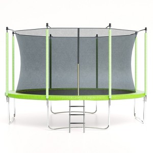 Outdoor Trampoline for Kids & Adults, Recreational Trampoline w/Ladder & Safety Net, Backyard Trampoline, 440LBS Capacity, Round Pumpkin Trampoline - 1 of 4