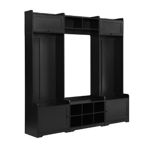 Dexmalle Modern 7 Coat Hooks Hall Tree with Shoe Storage and Adjustable Shelf,Black - 1 of 4