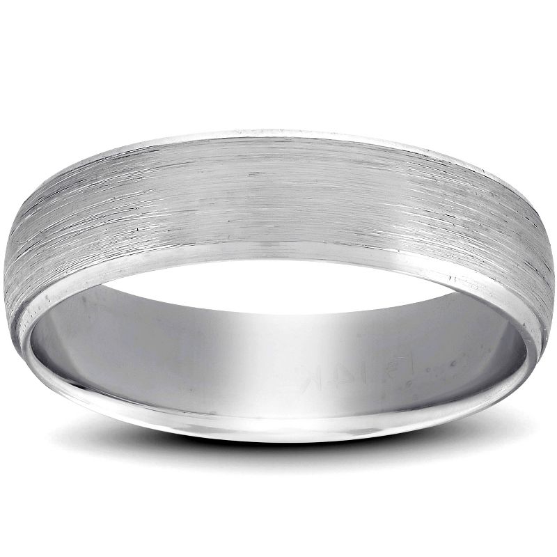 Pompeii3 Platinum Wedding Band Mens Brushed Beveled Ring 6mm Polished Edges, 1 of 4