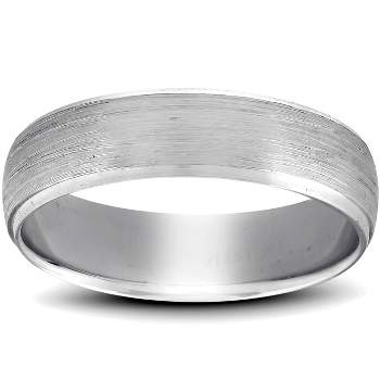 Pompeii3 Platinum Wedding Band Mens Brushed Beveled Ring 6mm Polished Edges