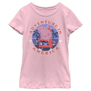 Girl's Peppa Pig Adventure in America T-Shirt - 1 of 4