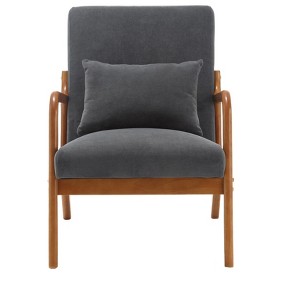 NicBex Velvet Accent Chair Modern Lounge Armchair with Pillow and Wood Frame for Bedroom,Living Room,Gray - 1 of 4
