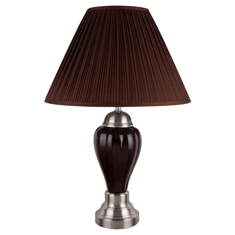 27&#34; Traditional Metal Table Lamp with Cone Shade Brown - Ore International, 1 of 6