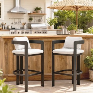 Christopher Knight Home Cal Modern Aluminum Outdoor Bar Stools with Cushion - 1 of 4