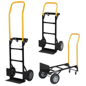 Hand Truck Dual Purpose 2 Wheel Dolly Cart and 4 Wheel Push Cart with Swivel Wheels 330 Lbs Capacity Heavy Duty Platform Cart for Moving/Warehouse - 1 of 4