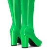Perphy Women's Patent Leather Chunky Heels Knee High Riding Boots - 4 of 4