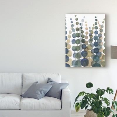 Modern Floral Blue and Green Canvas Wall Art, 24x32