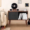 Walnut Record Player Stand with Charging Station and USB Ports, Large Storage Space Holds Up to 300 Albums - 3 of 4