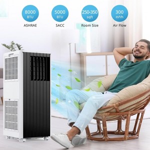 8,000 BTU Portable AC - 3-in-1 Cool/Dehumidify/Fan for 350SqFt, Remote, 24H Timer & Sleep Mode - 1 of 4