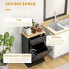 LunaLulinlk Kitchen Tilt Out Trash Bin Cabinet Free Standing Recycling Cabinet Trash Can Holder With Drawer, Black - 4 of 4
