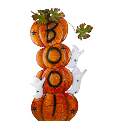 Northlight 33" Orange and Black Stacked Pumpkins Outdoor Halloween Decoration