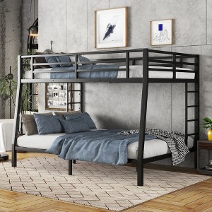 NicBex Twin XL over Queen Bunk Bed Metal Frame Bed Frame with Guardrails and 2 Ladder, No Box Spring Required, Space Saving - 1 of 4