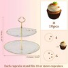 Unique Bargains 2 Tier Dessert Cup Cake Holder Tower with Tiered Tray for Donut Fruits Clear Gold Tone - 2 of 4