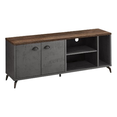 Monarch Specialties Tv Stand 60 Inch Console Media Entertainment Center Storage Cabinet Laminate Metal Grey Brown Contemporary Modern