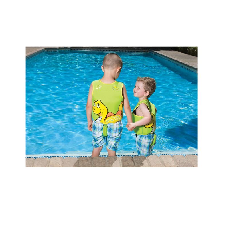 Poolmaster Toddler Smiling Dinosaur Polyester Swim Vest - Green/Yellow - XS, 2 of 3