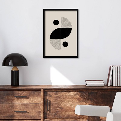 18" x 25" Black and Beige Geometric Wood Framed Wall Art