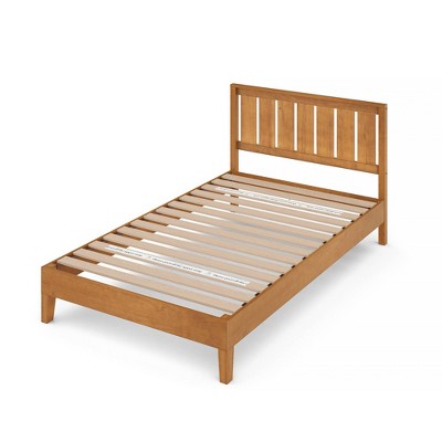 Twin Alexis Deluxe Wood Platform Bed Frame with Headboard Natural - Zinus: Rustic Style, No Box Spring Needed