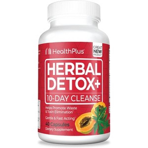 Health Plus Herbal Detox+ 10-Day Cleanse Capsules for Gut Cleanse, Digestive Detox, and Full-Body Wellness   40 Ct - 1 of 4