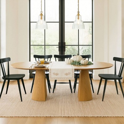 Modern 83” Extendable Dining Table with 2 Removable Leaves, Long Oval Table for Family Gatherings or Entertaining Guests-Maison Boucle