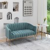 SEYNAR Modern Glam Comfy 50" Metal Legs Curved Sofa 2 Seaters Loveseat with Tufted Back - 3 of 4