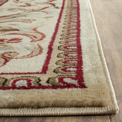 Ivory Floral Hand-Knotted Synthetic Square Rug, 8' x 8'