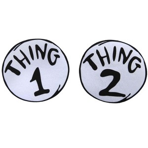 HalloweenCostumes.com One Size Fits Most   Dr. Seuss Thing 1 & Thing 2 Large 2 piece Iron On Patch Set for Kids and Adults,  Black/White - 1 of 4
